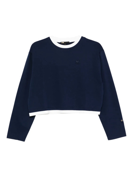  Maje Long-sleeve Logo-embroidered Top - Blue 