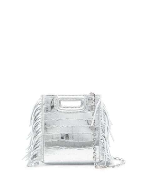  Maje Mini M Crocodile-embossed Tote Bag - Silver 