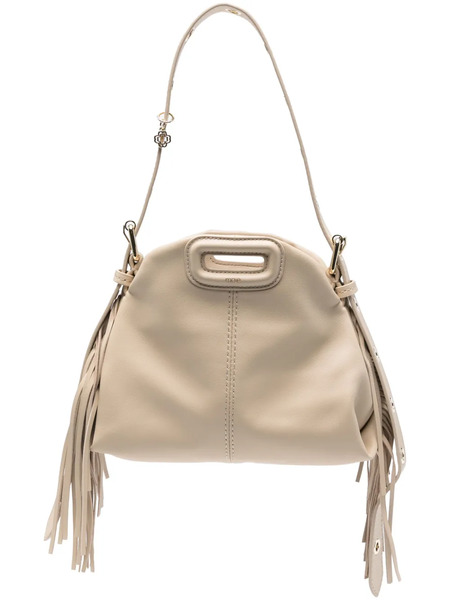  Maje Mini Miss M Fringed Shoulder Bag - Neutrals 