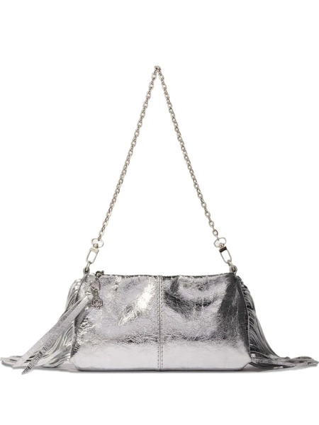  Maje Miss M Fringed-embellishment Clutch Bag - Silver 