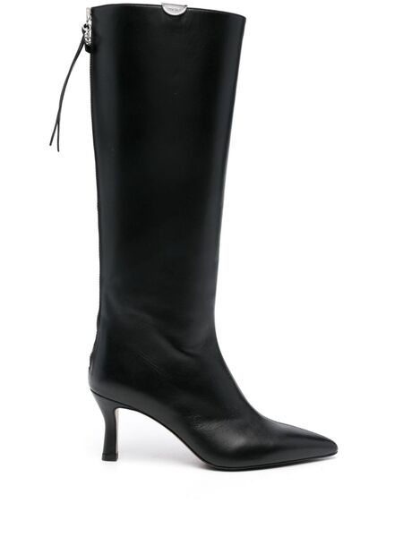  Maje 75mm Leather Boots - Black 