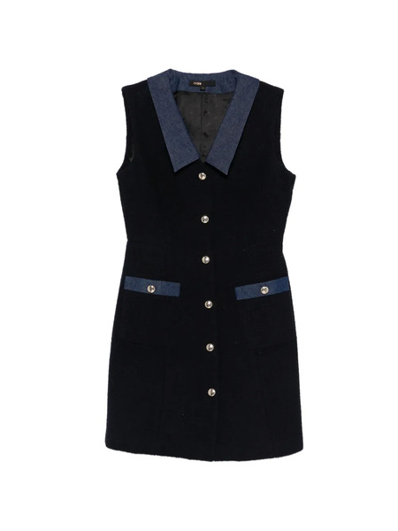  Maje Patch-pocket Button Mini Dress - Blue 