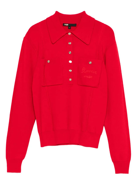  Maje Patch-pocket Buttoned Top - Red 