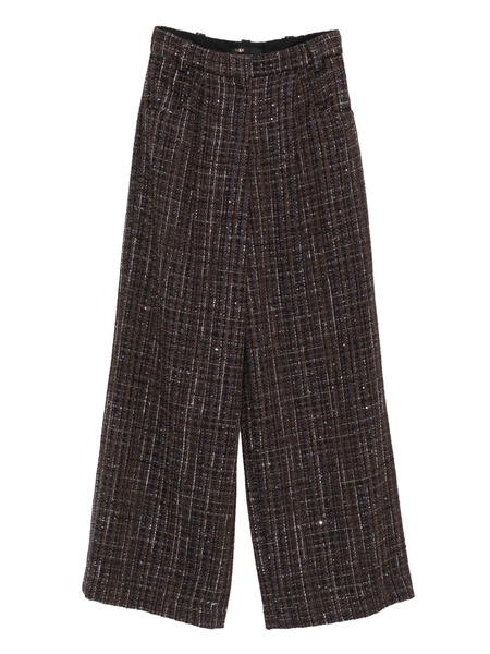  Maje Plaid Flared Trousers - Brown 
