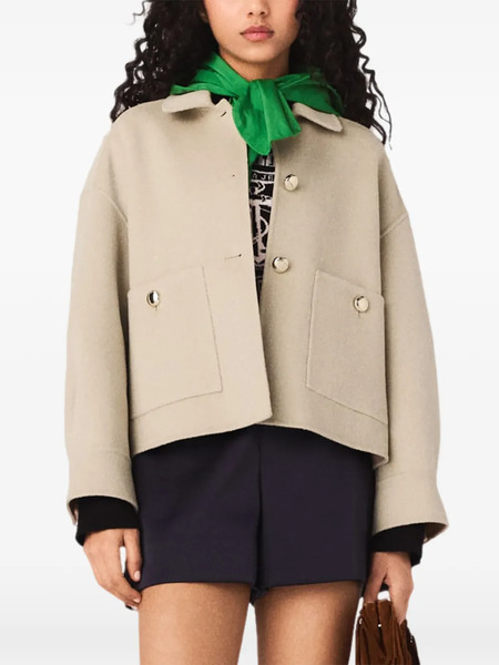  Maje Pleated-back Button Jacket - Neutrals 