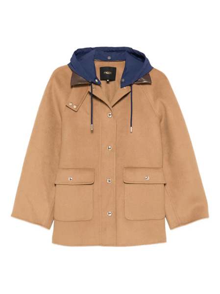  Maje Removable Hood Single Breasted Coat - Brown 