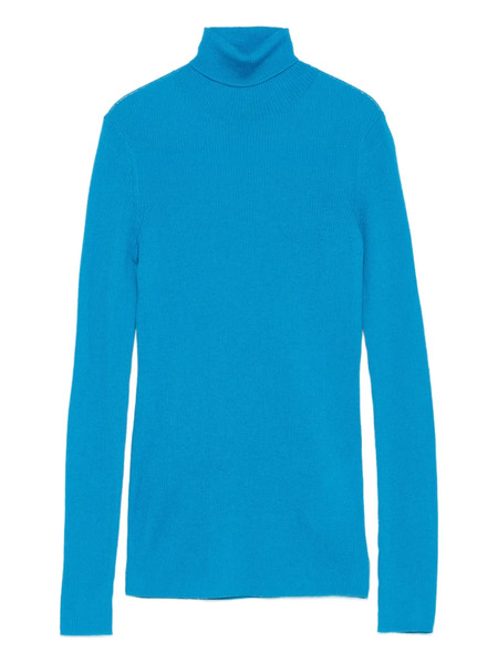  Maje Roll-neck Ribbed Top - Blue 