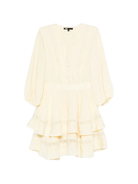 Maje Ruffled Tiered Mini Dress - Yellow 