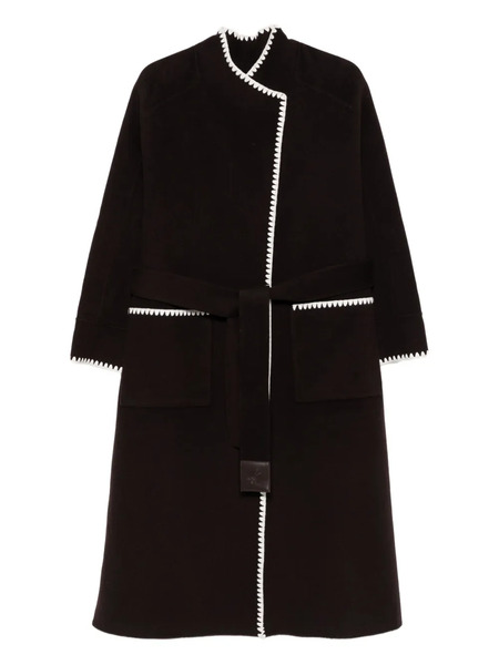  Maje Scallop-trimmed Belted Coat - Brown 