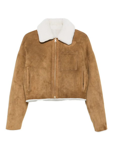  Maje Shearling-collared Jacket - Brown 