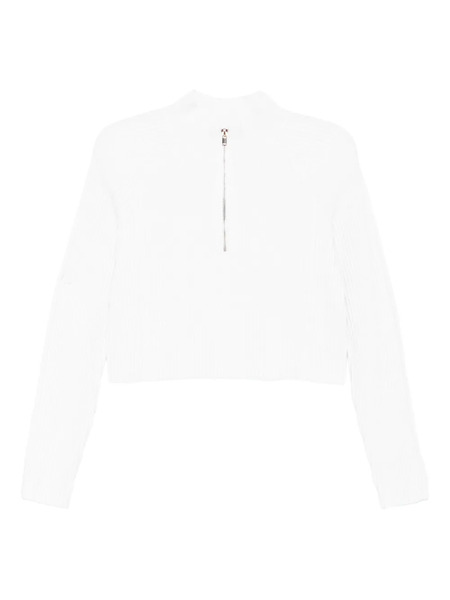  Maje Short-zip Ribbed Sweater - White 