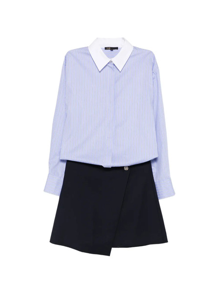 Maje Striped Asymmetric Mini Dress - Blue 