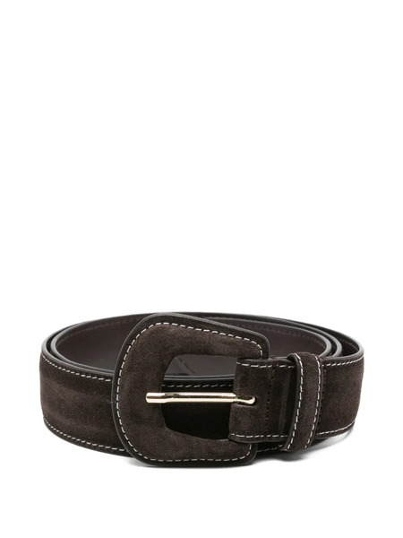  Maje Suede Leather Buckle Belt - Brown 