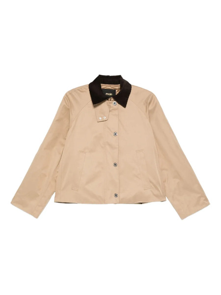  Maje Trimmed-collar Cotton-blend Jacket - Neutrals 