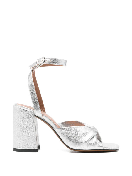  Maje Twisted Ankle-strap Sandals - Silver 