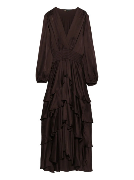  Maje V-neck Ruffled Dress - Brown 
