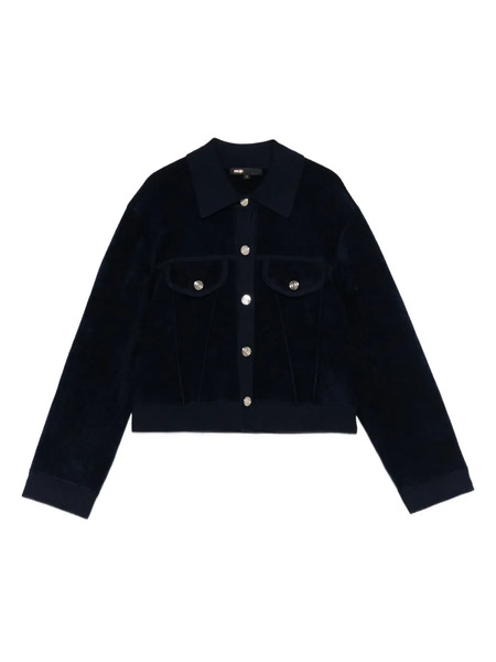  Maje Velvet Cropped Jacket - Blue 