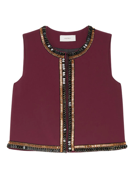  Maliparmi Embellished Sleeveless Jacket - Red 