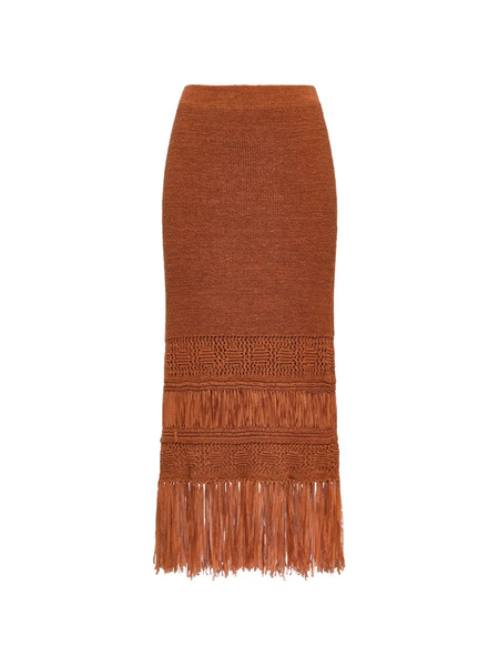  Maliparmi Fringed Midi Skirt - Brown 