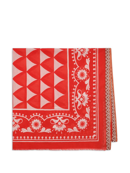  Maliparmi Fringed Printed Scarf - Red 