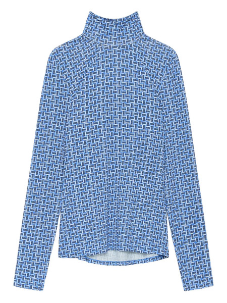  Maliparmi Geometric-pattern Turtleneck T-shirt - Blue 