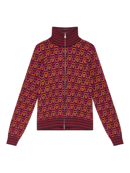  Maliparmi Geometric-pattern Zip-up Cardigan - Red 