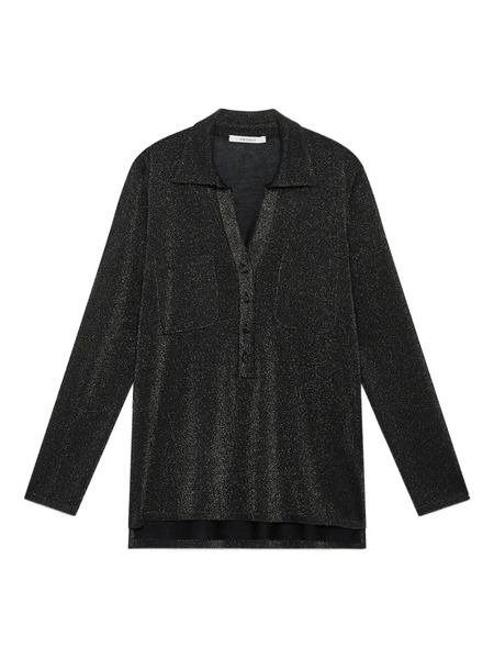  Maliparmi Glitter-effect Polo Top - Black 