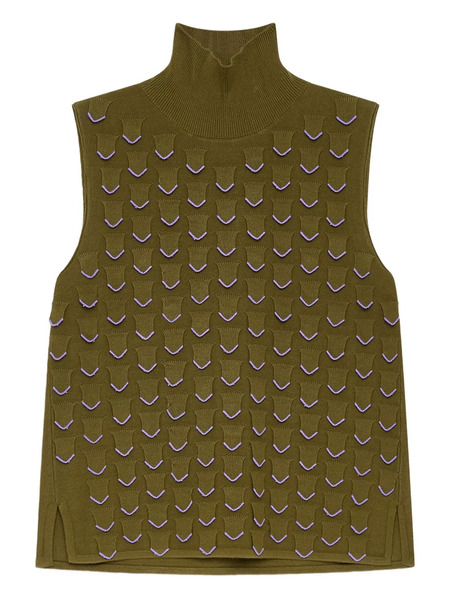  Maliparmi Turtleneck Embellished Top - Green 