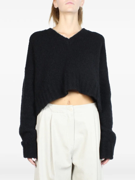  Malloni V-neck Cropped Sweater - Black 