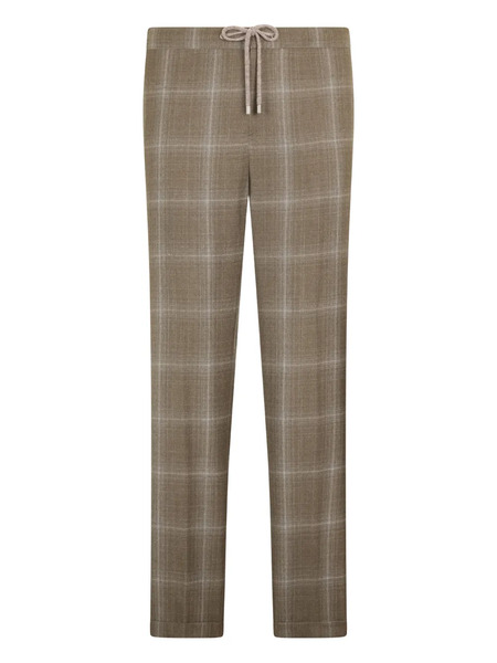 Malo Drawstring Checked Trousers - Brown 