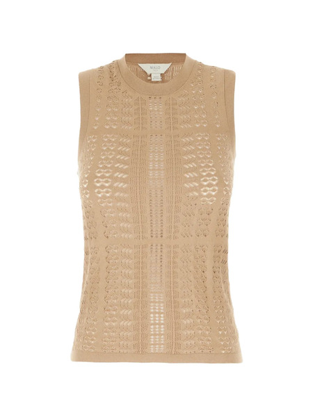  Malo Openwork Knit Top - Neutrals 