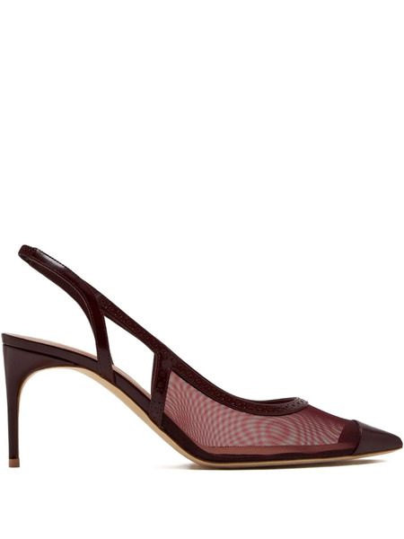  Malone Souliers Mesh-panelled Pointed-toe Slingback Pumps - Red 