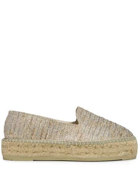  Manebi Cotton Flat Espadrilles - Gold 