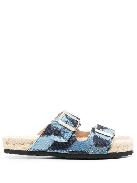  Manebi Jeans Raffia Espadrilles - Blue 