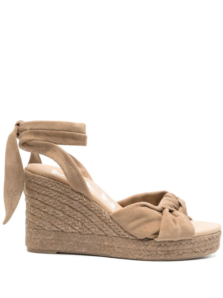  Manebi 100mm Suede Wedge Espadrilles - Neutrals 
