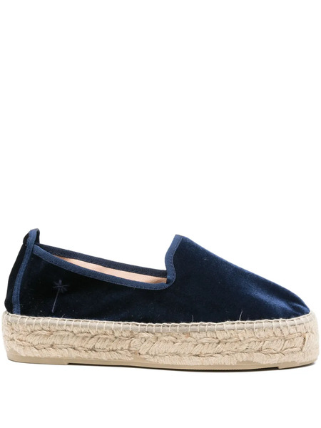  Manebi Monaco Velvet Platform Espadrilles - Blue 
