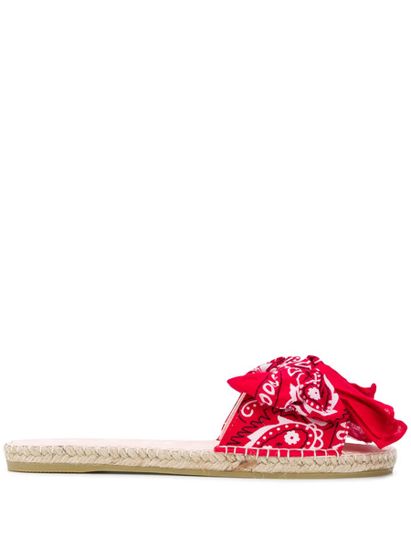  Manebi Scarf Tied Slides - Red 
