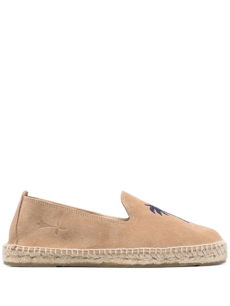  Manebi Suede Embroidered Espadrilles - Neutrals 