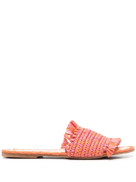  Manebi Woven-raffia Open-toe Slides - Orange 