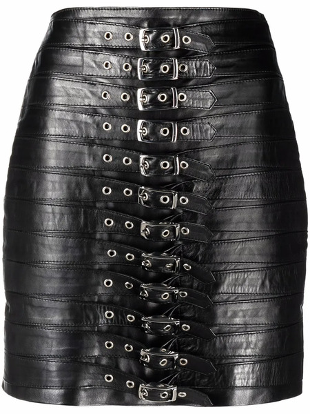  Manokhi Dita Leather Mini Skirt - Black 