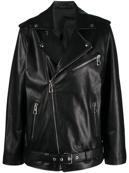  Manokhi Leather Biker Jacket - Black 