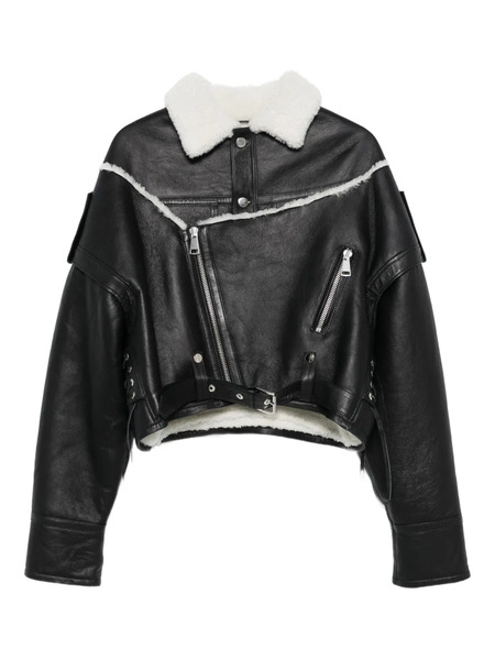  Manokhi Shearling-trimmed Leather Jacket - Black 