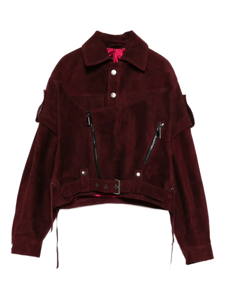  Manokhi Zip Suede Jacket - Red 