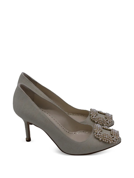  Manolo Blahnik Hangisi Embellished-upper Pumps - Neutrals 