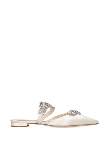  Manolo Blahnik Lurum Rhinestone-embellished Mules - Neutrals 