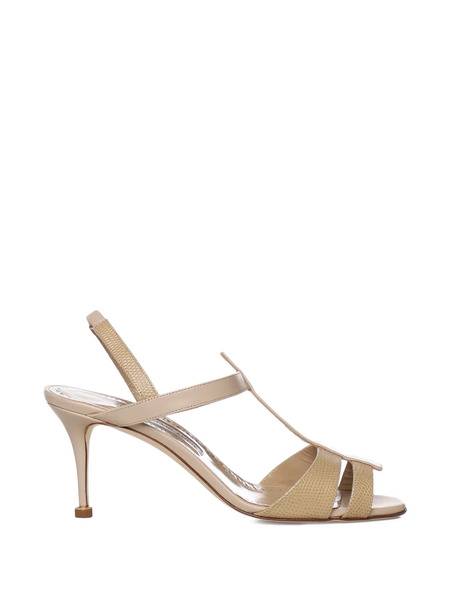  Manolo Blahnik T-strap Heeled Sandals - Neutrals 