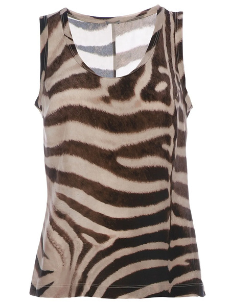  Mantu Zebra Print Tank Top - Brown 
