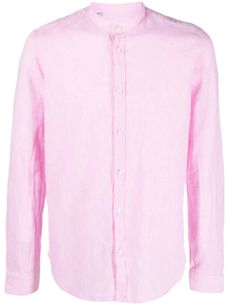  Manuel Ritz Band-collar Plain Shirt - Pink 