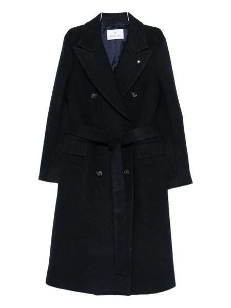  Manuel Ritz Belted Double-breasted Coat - Blue 
