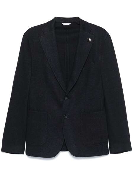  Manuel Ritz Brooch-detail Blazer - Blue 